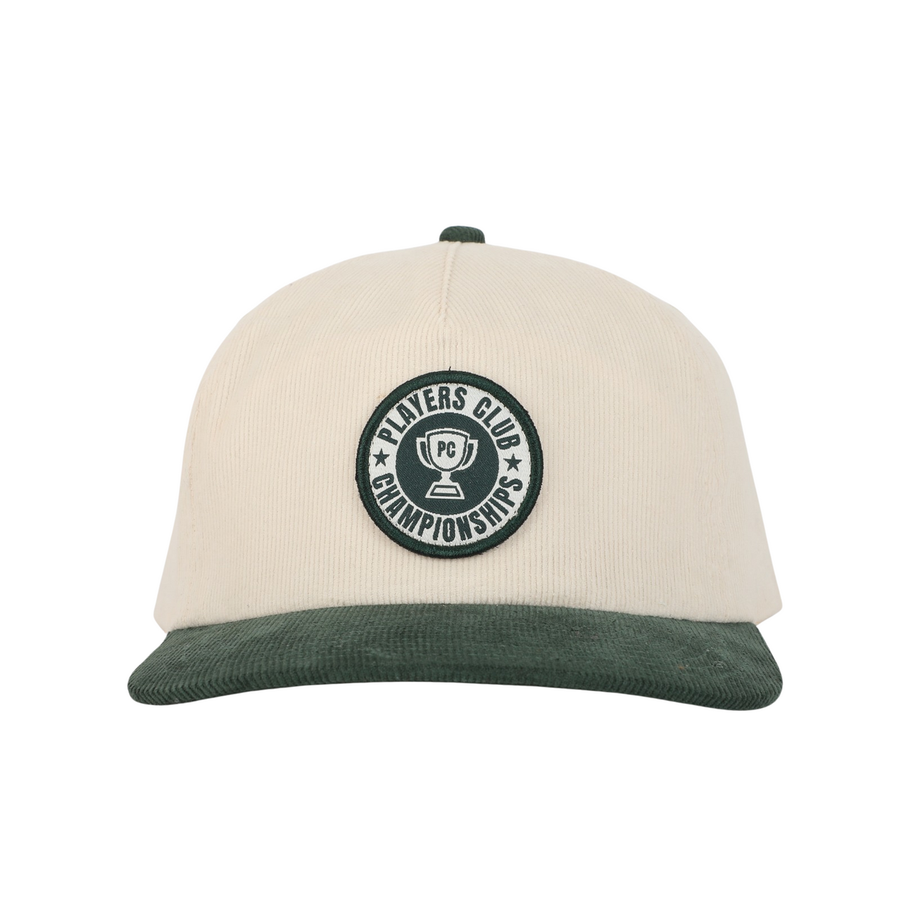 CREAM AND GREEN CORDUROY HAT